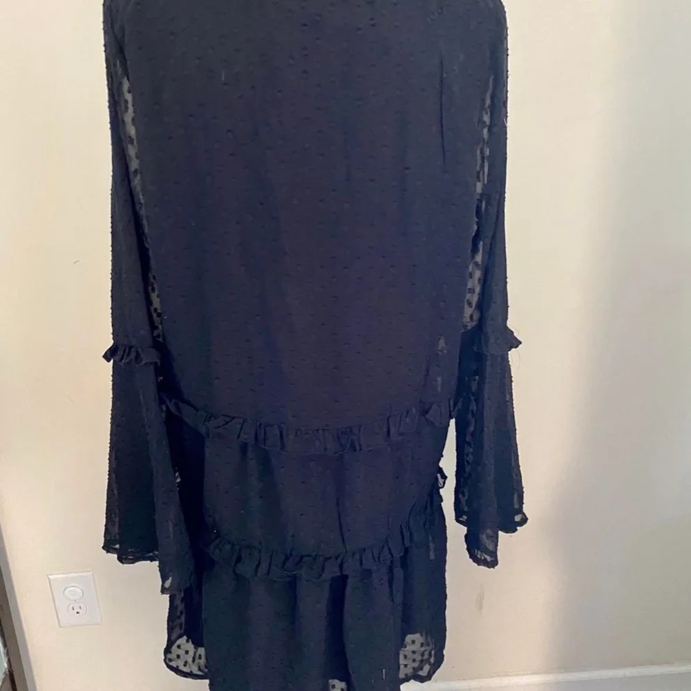 Shein Polka Dot Tassel Tie Neck Babydoll Dress - Picture 3 of 9